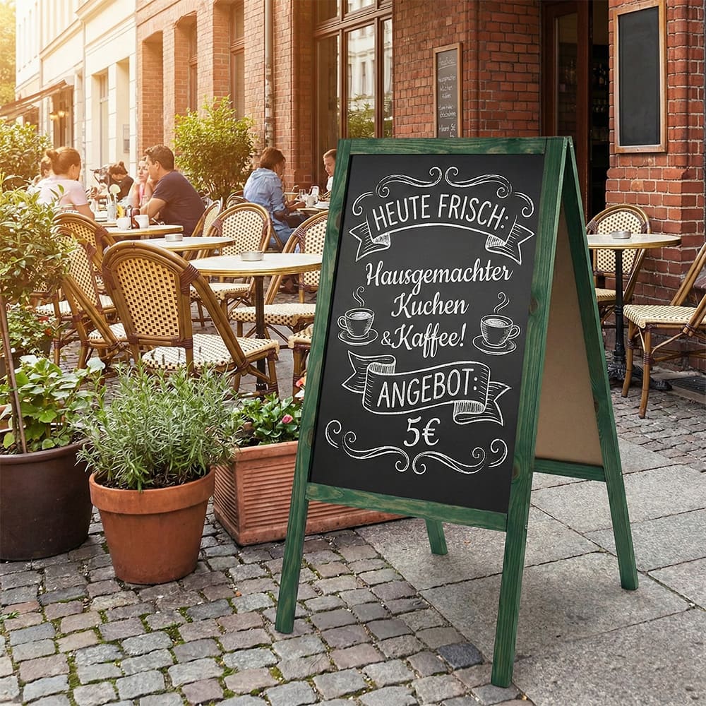 Holz Kreidetafel-Aufsteller, 61x118cmcm, Grün, Indoor