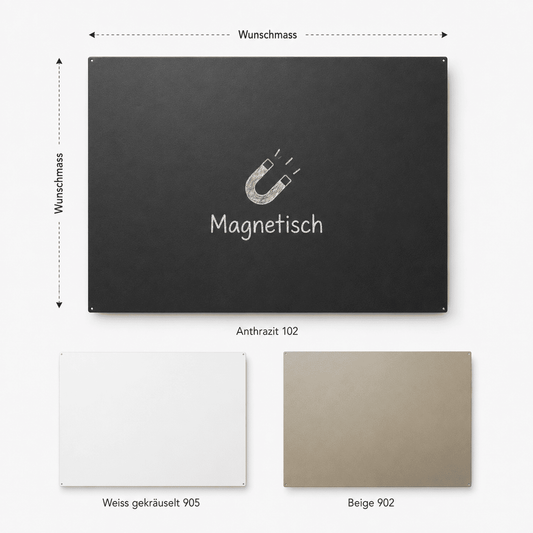 KalaMitica® Kreidetafel Magnetisch nach Mass, Ohne Rahmen, Schwarz