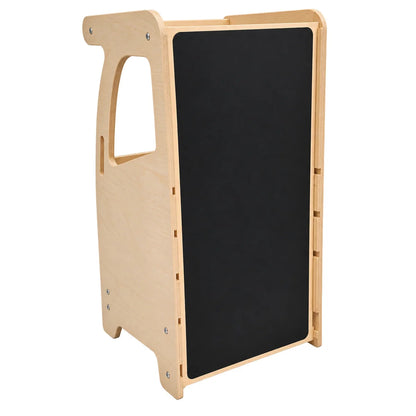 4-in-1 Kinder-Kreidetafel aus Holz mit Lernturm, Rutsche & Tisch