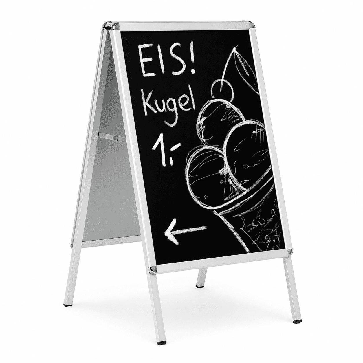 Kundenstopper Kreidetafel Alu Classic DIN A1 – beidseitig beschriftbar