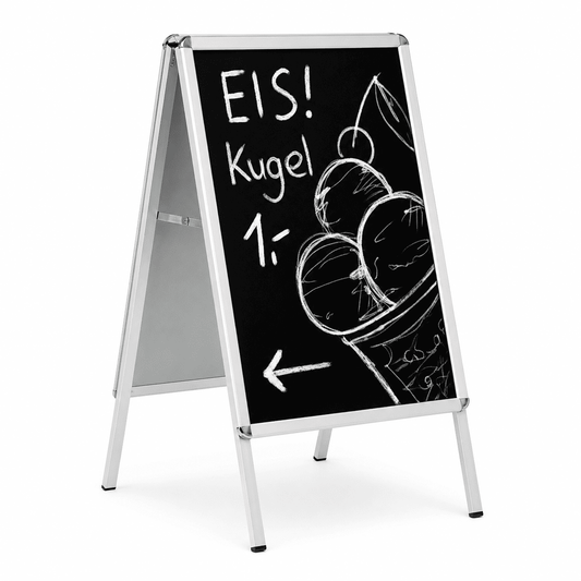 Kundenstopper Kreidetafel Alu Classic DIN A1 – beidseitig beschriftbar