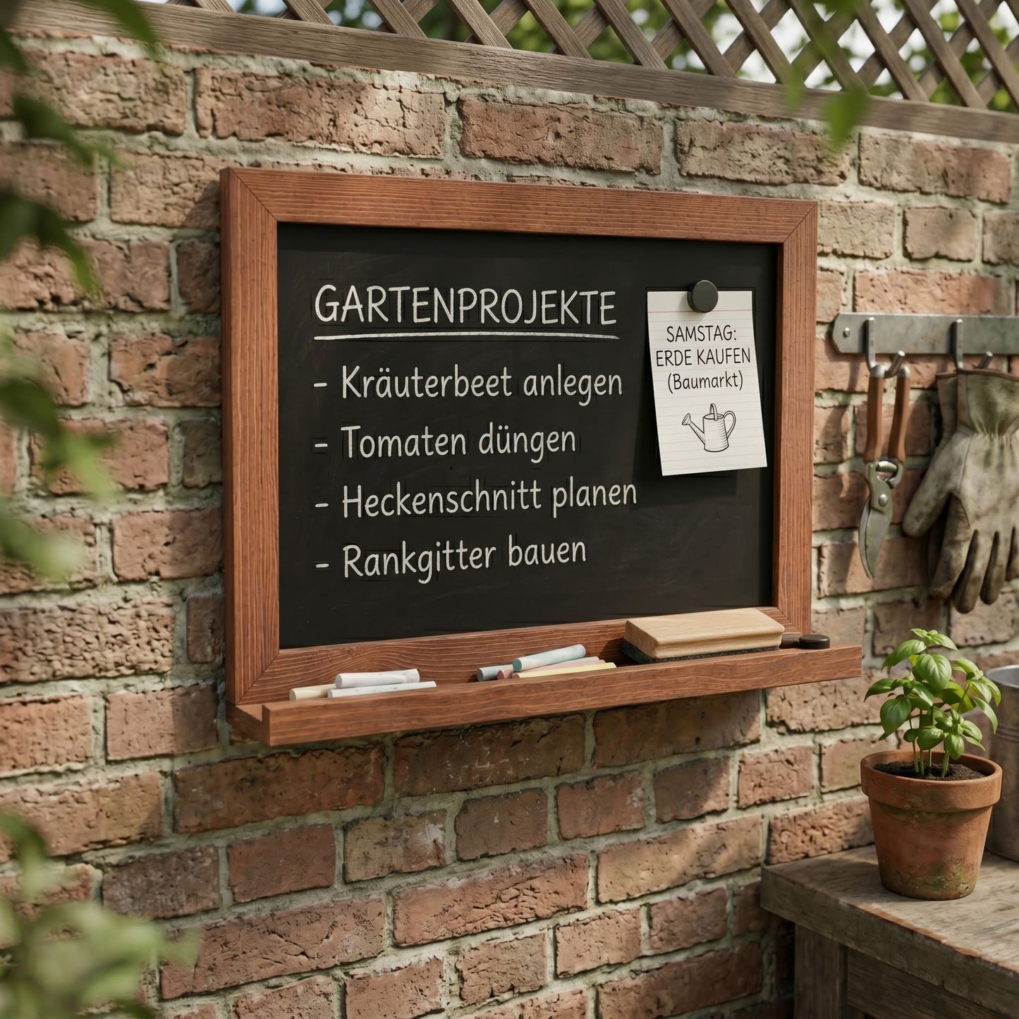 Wandkreidetafel Magnetisch mit Holzrahmen – Mahagoni Braun – 70 × 50 cm