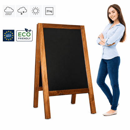 Massive Gehwegkreidetafel, 65x118cm, Dunkelbraun, Outdoor