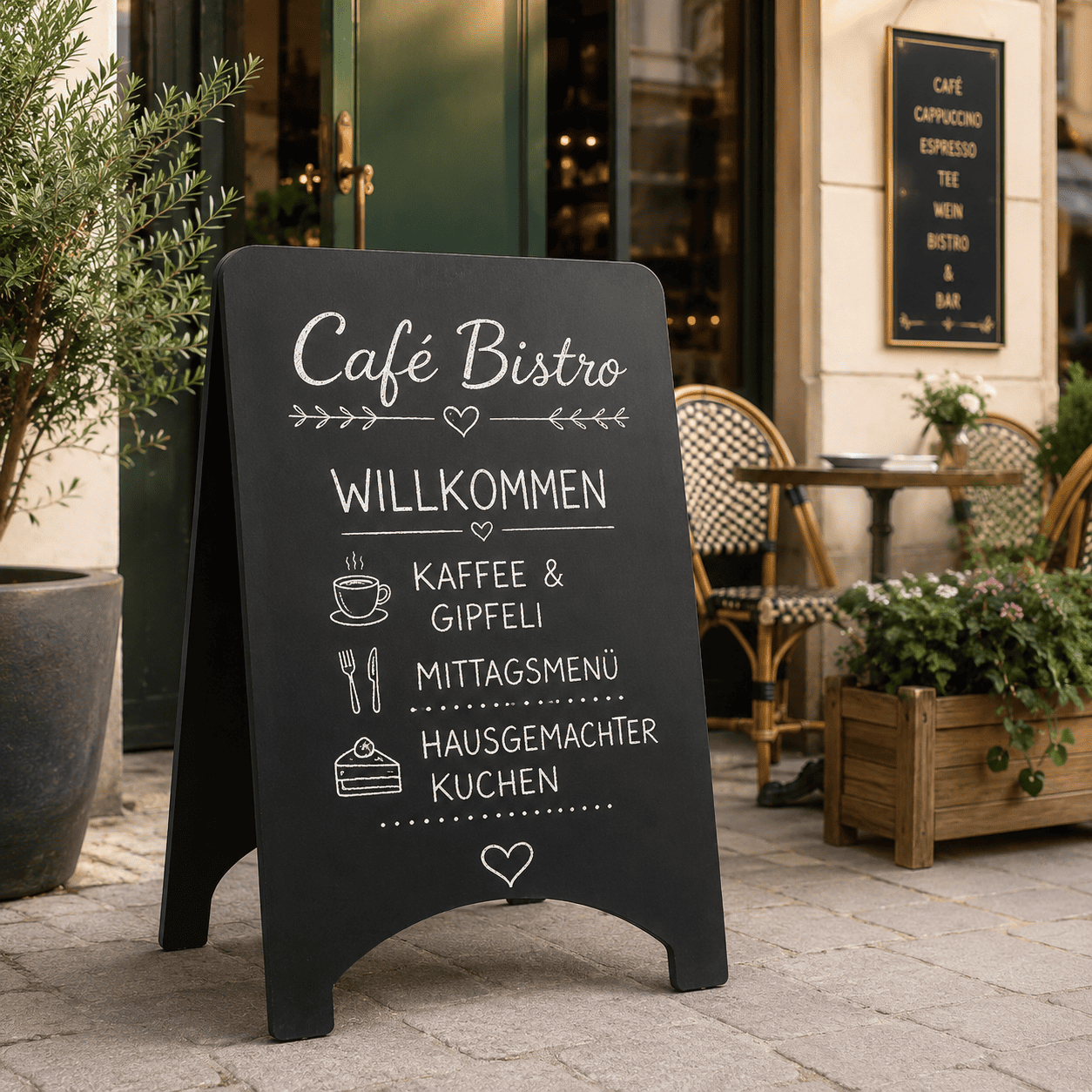 Magnetische Holz-Gehwegkreidetafel 60x90 cm – Schwarz