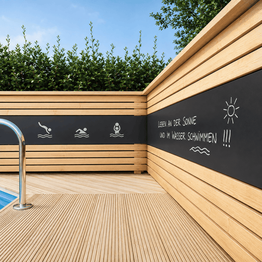 Wetterfeste Kreidetafel nach Mass – rahmenlos, robust & individuell (Outdoor)