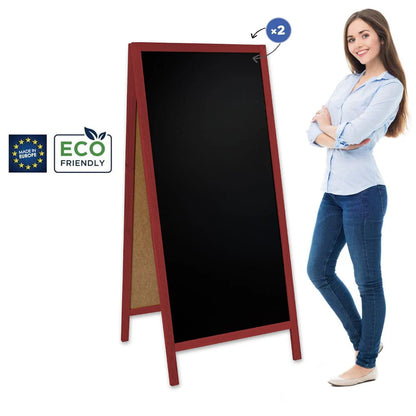 Holz Kreidetafel-Aufsteller, 172x60cm, Rot, Indoor