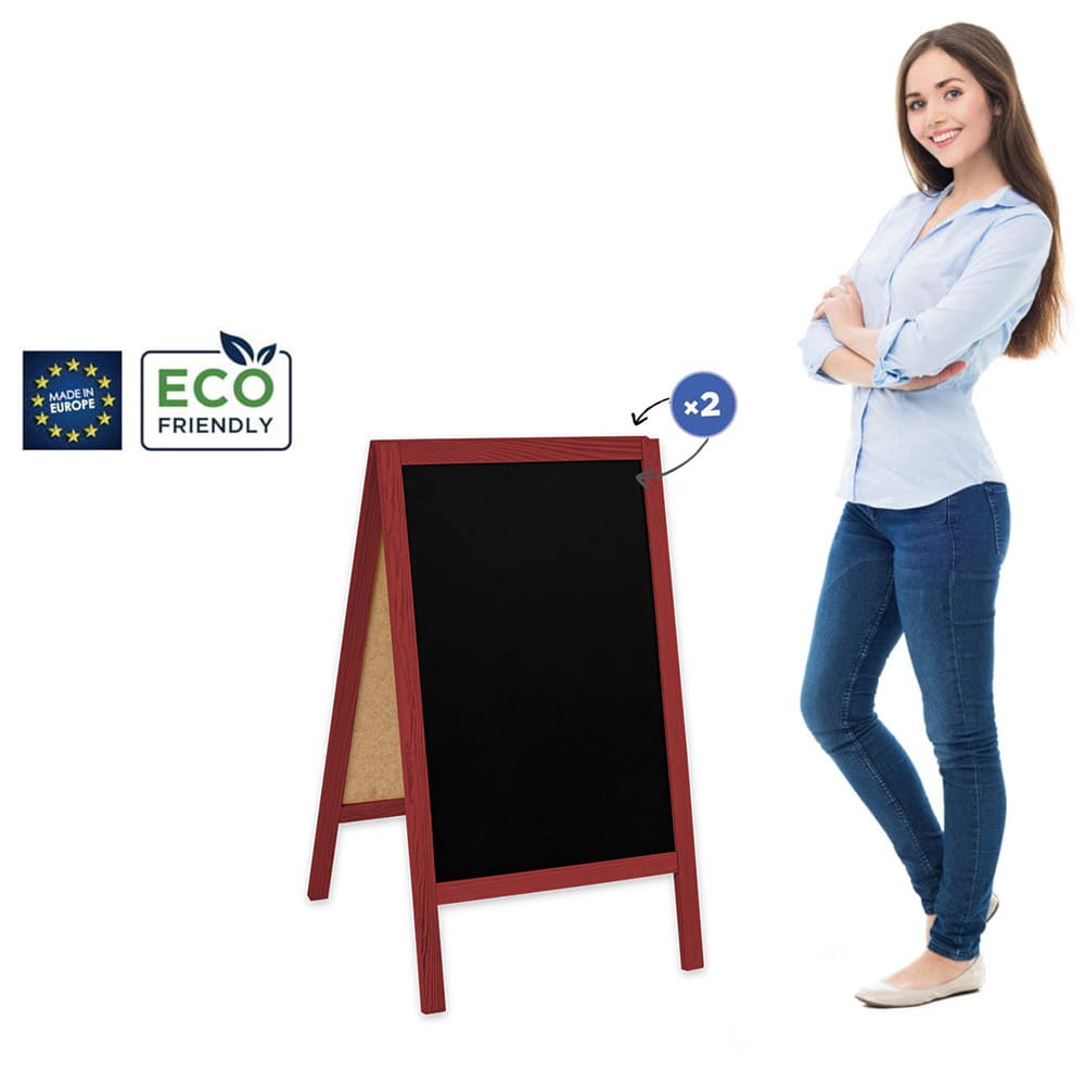 Holz Gehwegkreidetafel, 51x90cm, Rot, Indoor