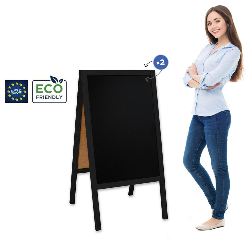 Holz Kreidetafel-Aufsteller, 118x61cm, Schwarz, Indoor