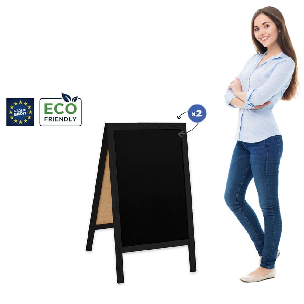 Holz Gehwegkreidetafel, 51x90cm, Schwarz, Indoor