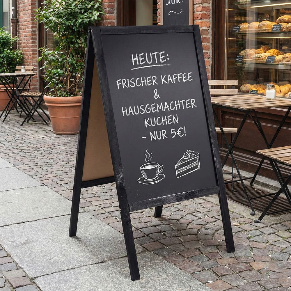 Holz Kreidetafel-Aufsteller, 118x61cm, Schwarz, Indoor