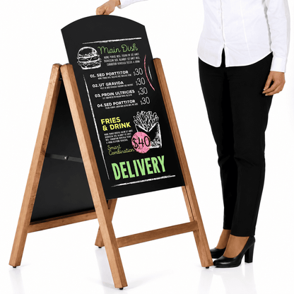 Outdoor Gehwegkreidetafel Holz 100x67cm Magnetisch – Dunkelbraun