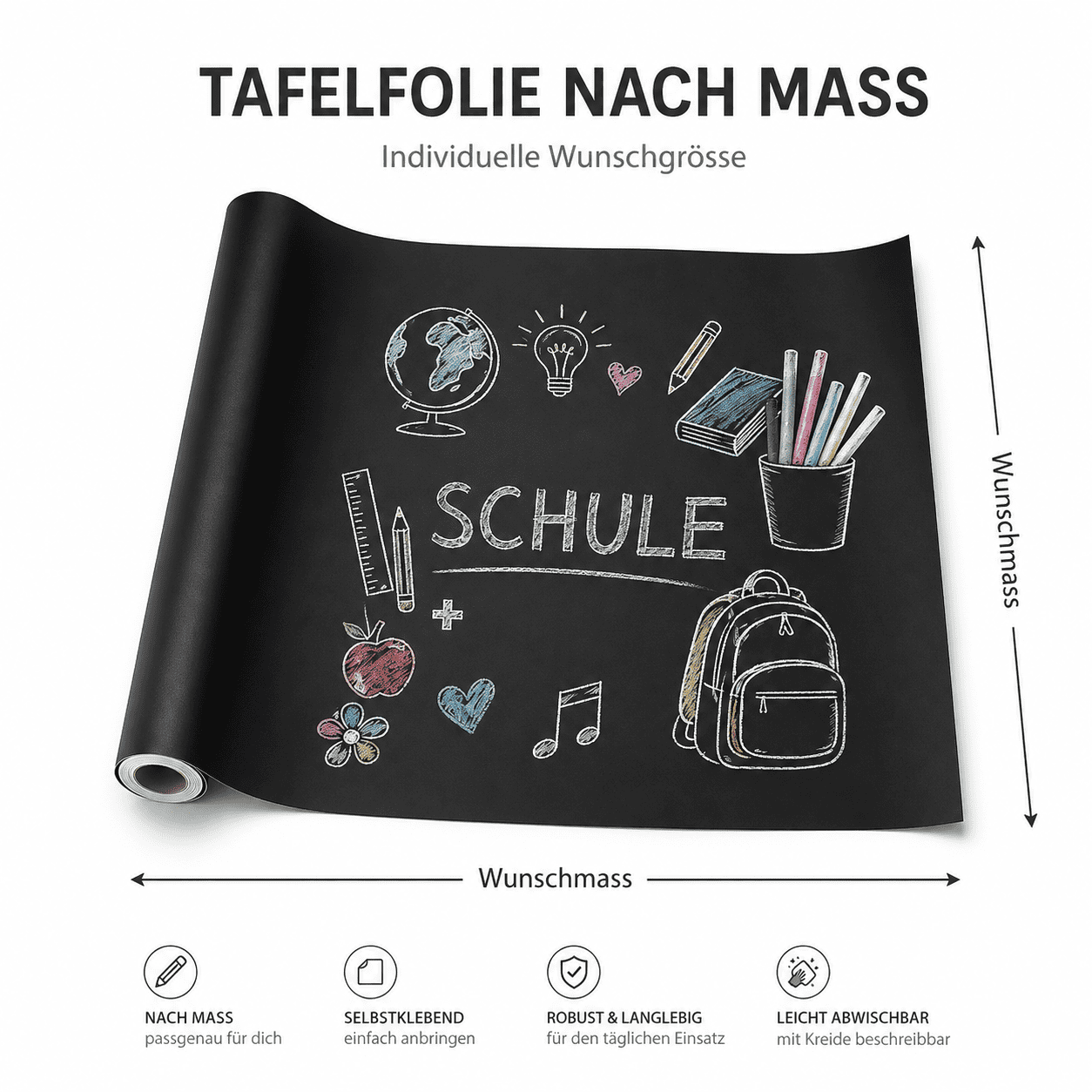 Kreidetafelfolie nach Mass, Selbstklebend