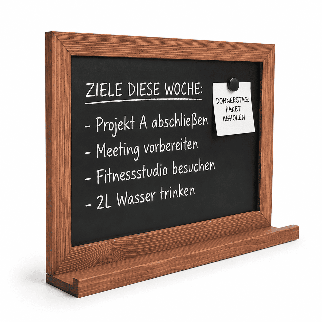 Wandkreidetafel Magnetisch mit Holzrahmen – Mahagoni Braun – 70 × 50 cm