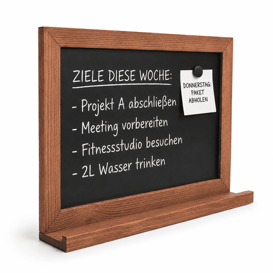 Wandkreidetafel Magnetisch mit Holzrahmen – Mahagoni Braun – 70 × 50 cm