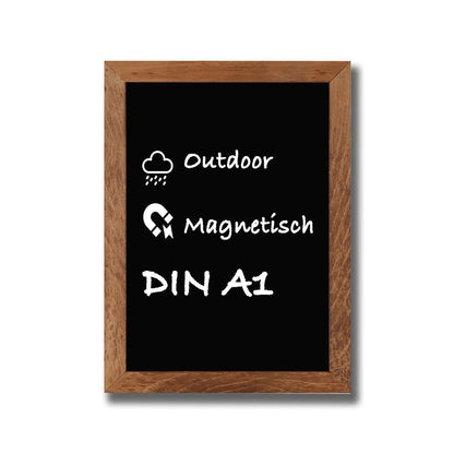 A1 Wandkreidetafel mit Buchenholz Rahmen dunkelbraun