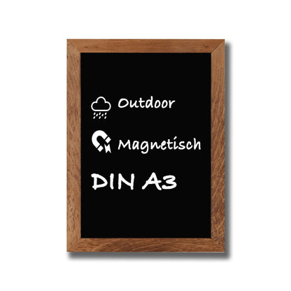 A3 Wandkreidetafel magnetisch mit Buchenholz Rahmen Dunkelbraun