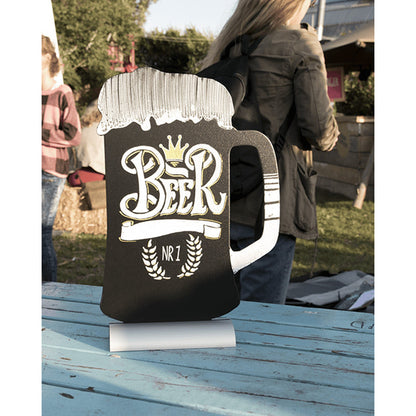 Securit®, Tischkreidetafel Aufsteller mit Aluminiumfuss, "Bier" Form-Silhouette, 21x34cm