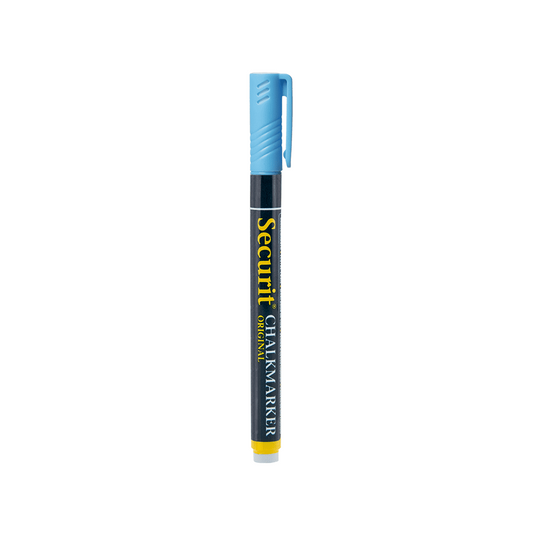 blauer Kreidemarker Securit mit 1-2mm Spitze, Kreidestift blau für das Beschriften von dunklen Kreidetafeln, Boards und Glas, wasserlöslich