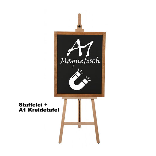 Buchenholz Staffelei-Set ART Easel inkl. magnetischer A1 Kreidetafel günstig online bestellbar