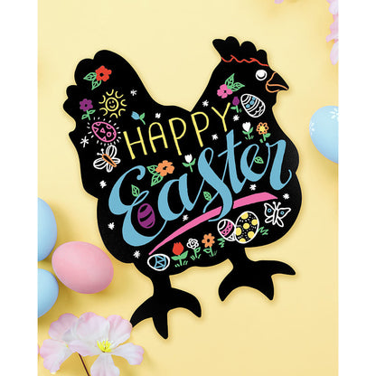 Chicken Kreidetafel Silhouette Frohe Ostern Bemalung mit Kreidemarker