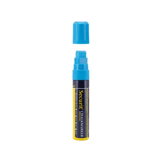 dicker Kreidemarker blau Securit, Kreidestift in blau für Kreidetafeln Glas und Boardmarker