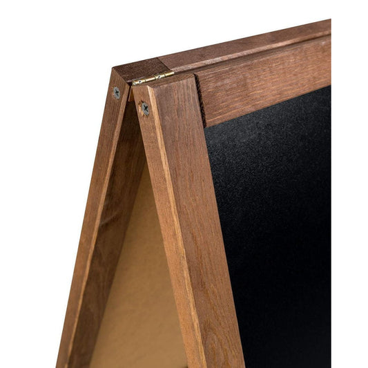 Dunkelbrauner Holz Kundenstopper mit Kreidetafel