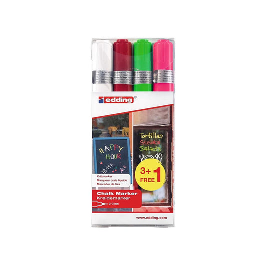 Edding Kreidemarker 2-6mm, 4er Set farbig