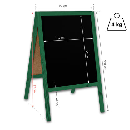 Holz Kreidetafel-Aufsteller, 60x100cm, Grün, Indoor