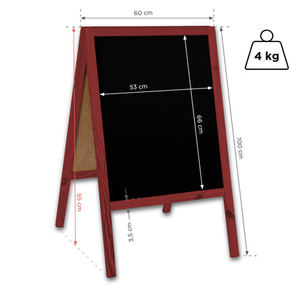 Holz Kreidetafel-Aufsteller, 60x100cm, Rot, Indoor