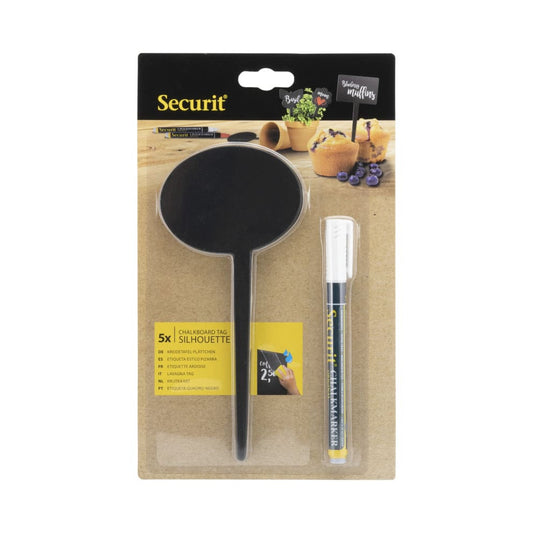 Gartenstecker Silhouette TAGs „Blase“ – 5er Set inkl. Securit® Kreidestift