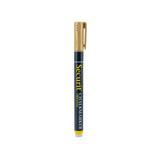 goldener Kreidemarker Securit mit 1-2mm Spitze, Kreidestift gold für das Beschriften von weissen Kreidetafeln, Boards und Glas, wasserlöslich