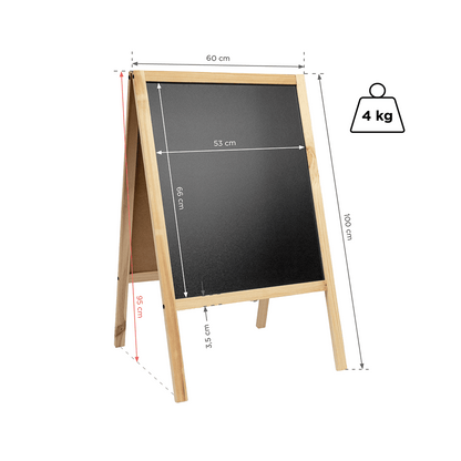 Holzaufsteller mit Kreidetafel 60x10cm