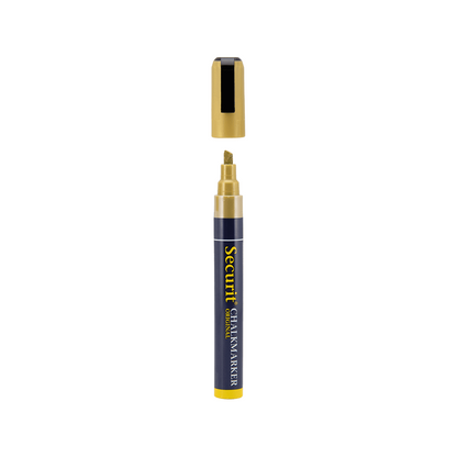 Kreidemarker Gold Securit mit 2-6mm Spitze, Kreidestifte für die Beschriftung von Kreidetafeln und Wandtafeln, Metalic Kreidemarker Gold Securit