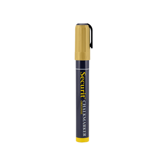 Kreidemarker Gold Securit mit 2-6mm Spitze, Kreidestifte für die Beschriftung von Kreidetafeln und Wandtafeln, Metalic Kreidemarker Gold
