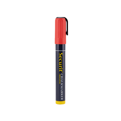 Kreidemarker rot für das Beschriften von Kreidetafeln und Wandtafeln, rote Kreidestifte 2-6mm Kreidespitze, Securit Kreidemarker rot