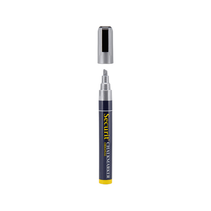 Kreidemarker silber mit 2-6mm Spitze, silberner Kreidestift Securit für das Beschriften von Kreidetafeln Glas und Boards