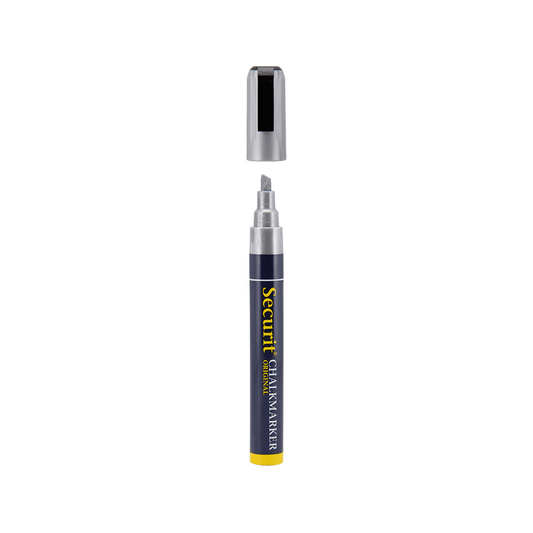 Kreidemarker silber mit 2-6mm Spitze, silberner Kreidestift Securit für das Beschriften von Kreidetafeln Glas und Boards
