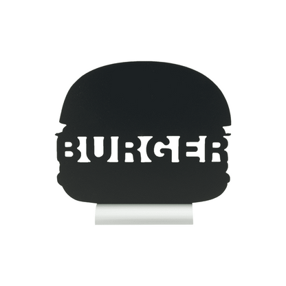Kreidetafel Burger Form Silhouette als Tischaufsteller für Fast Food Restaurants