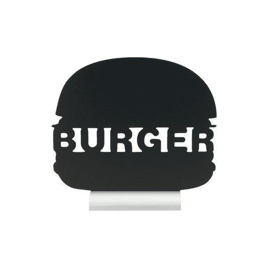 Kreidetafel Burger Form Silhouette als Tischaufsteller für Fast Food Restaurants