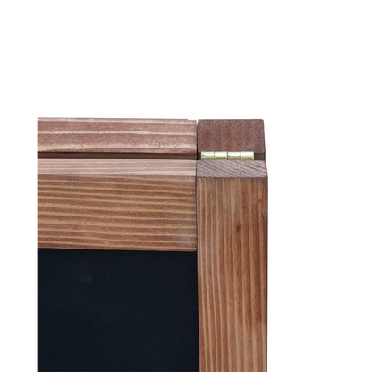Kundenstopper mit dunkelbraunem Holzrahmen