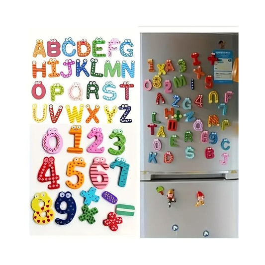 Magnetische Buchstaben und Zahlen aus Holz liebevoll bemalt