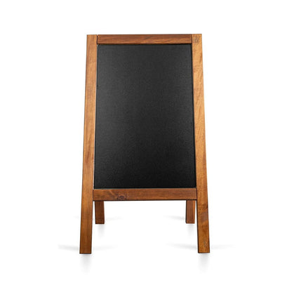 Massiver Kundenstopper aus Holz mit beschriftbarer Kreidetafel Outdoor