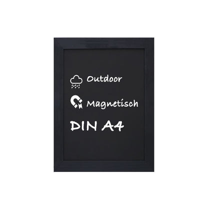 Schwarze Wandkreidetafel mit magnetischer Fläche A4
