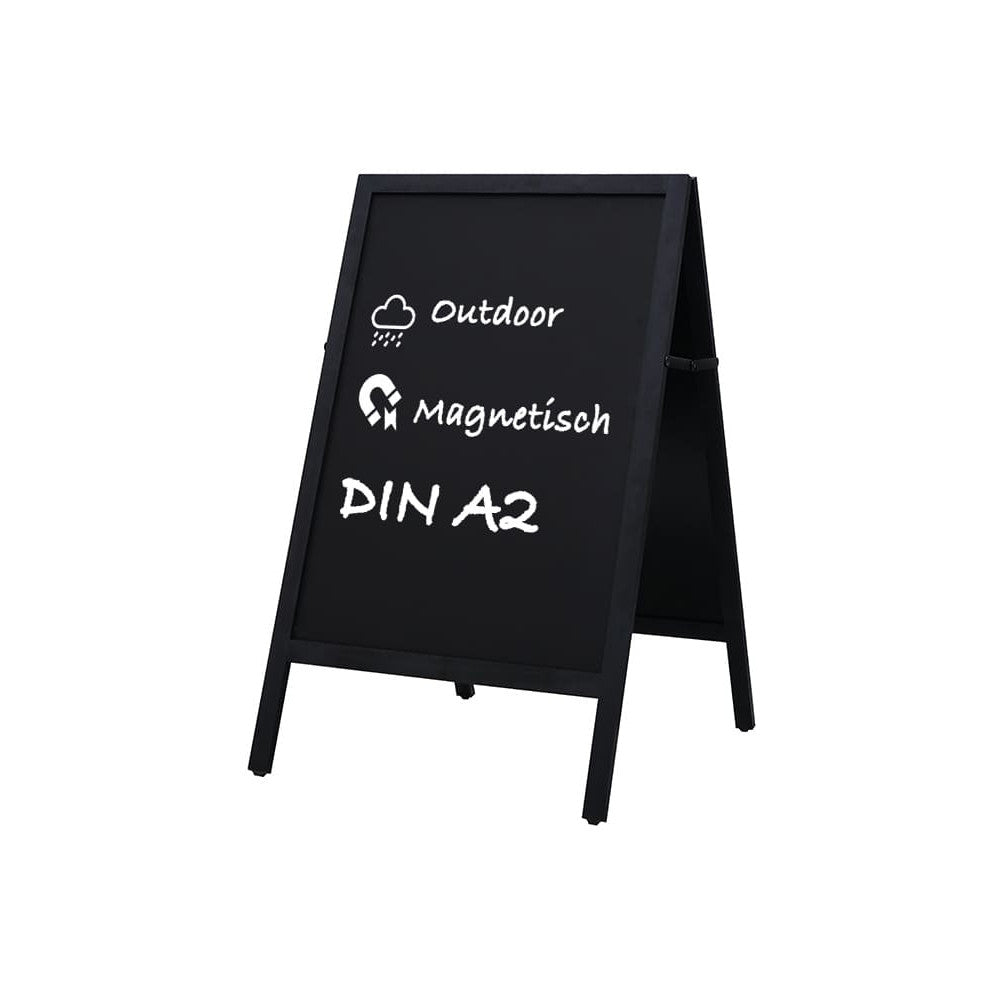 schwarzer Holz Kundenstopper Gehwegkreidetafel DIN A2 magnetisch