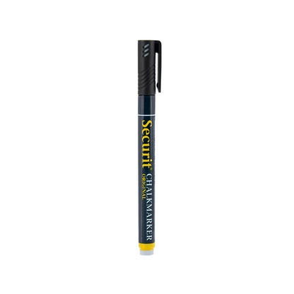 schwarzer Kreidemarker Securit mit 1-2mm Spitze, Kreidestift schwarz für das Beschriften von weissen Kreidetafeln, Boards und Glas, wasserlöslich