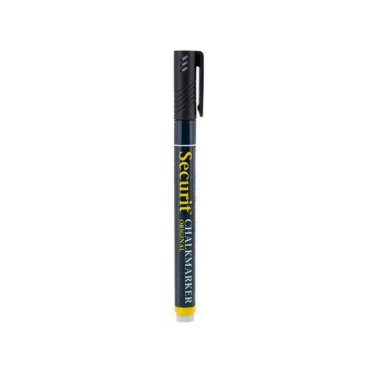 schwarzer Kreidemarker Securit mit 1-2mm Spitze, Kreidestift schwarz für das Beschriften von weissen Kreidetafeln, Boards und Glas, wasserlöslich
