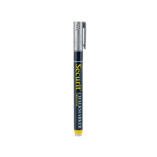 silberner Kreidemarker von der Marke Securit für Kreidetafeln und Glas, eleganter Kreidemarker in Silber für Weinachtszeit Dekorierung von Glas und Kreidetafeln
