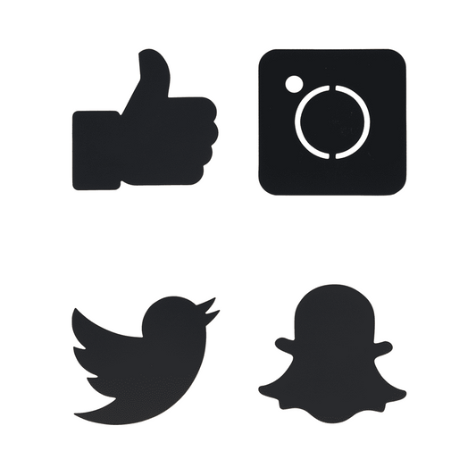 Social Media Icons Formen Kreidetafel zum Aufhängen oder Aufkleben an Wand, Türe, etc.