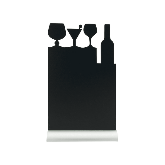 Tischkreidetafel Aufsteller Cocktail Silhouette mit Aluminium Fuss und Silhouette aus Melamin zum Beschriften mit Kreidestiften