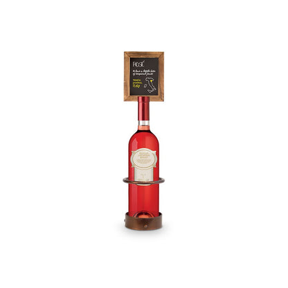 Tischkreidetafel mit Rose Weinflasche